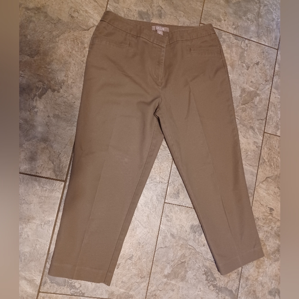 Chicos Straight Wide Leg Ankle Cropped Pants Beige Size 0,5